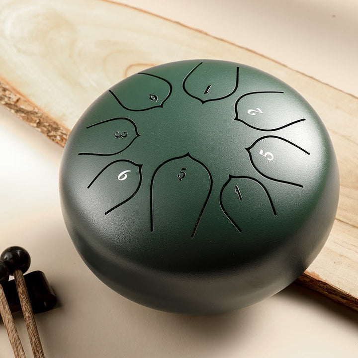 Buddha Stones Stalen tongtrommel, klankgenezing, meditatie, lotuspatroon, drumstel, 8 noten, 15 cm percussie-instrument - Donkergroen - image 13