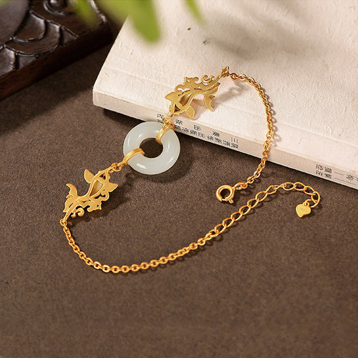 Buddha Stones Witte jade Armband met koi-vis als symbool van voorspoed - image 5