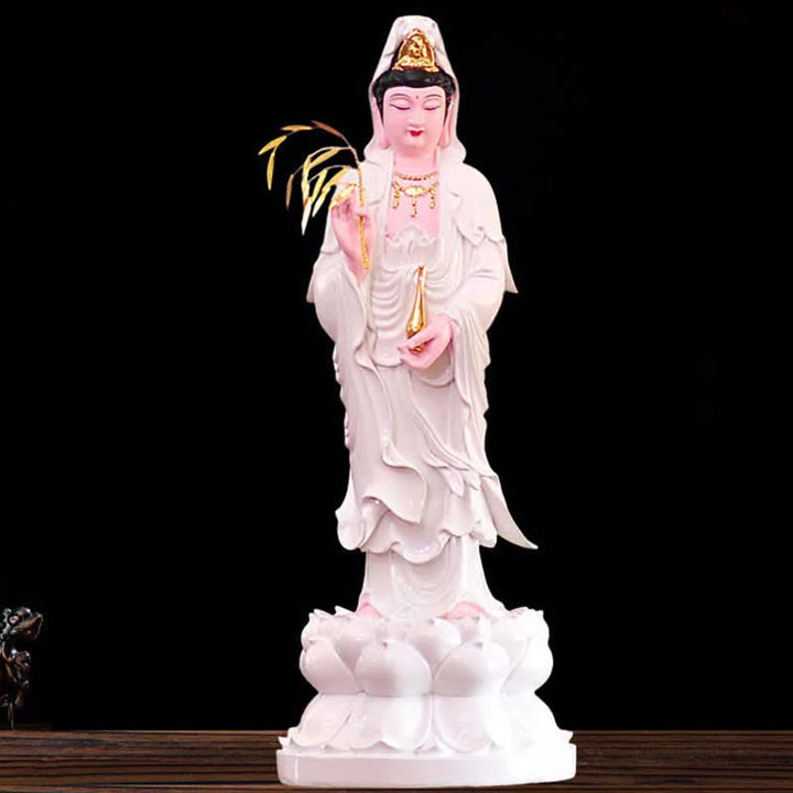 Buddha Stones Chenrezig Bodhisattva Avalokitesvara beeldje Harmonie Harsbeeld Huisdecoratie - Wit - image 6