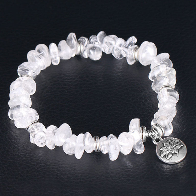 Buddha Stones Natuurlijke witte kristallen lotus helende Armband - Witte kristal - image 0