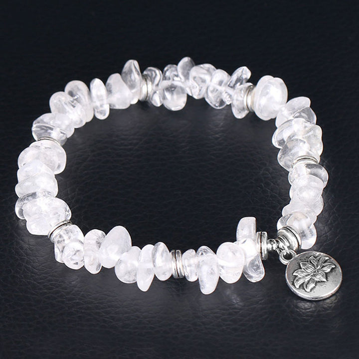 Buddha Stones Natuurlijke witte kristallen lotus helende Armband - Witte kristal - image 0