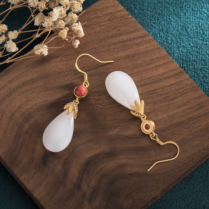 Buddha Stones Feng Shui witte jade Oorbellen - image 10
