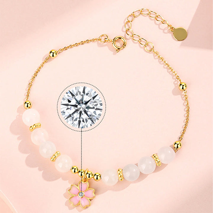 Buddha Stones 925 Sterling Zilveren Hetian Witte Jade Kersenbloesem Armband - image 9