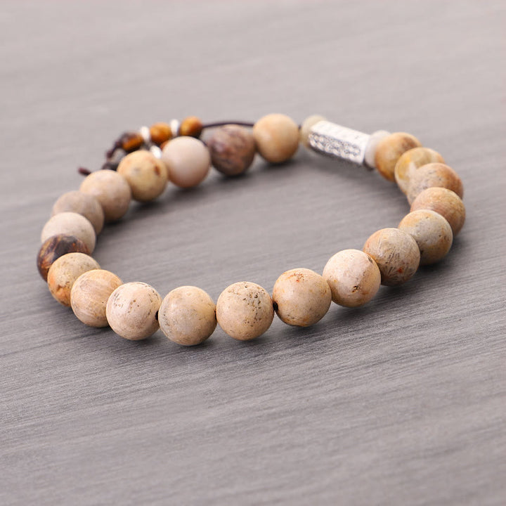 Buddha Stones Verweerde stenen Om Mani Padme Hum Versterkende Armband - image 4