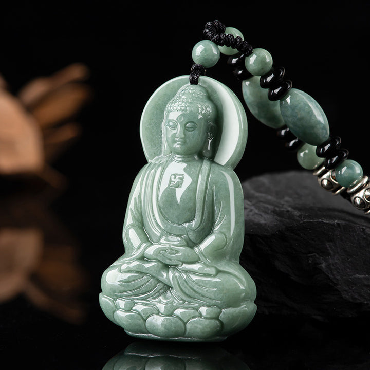 Buddha Stones Amitabha Boeddha Jade Amulet Compassie Ketting - image 4