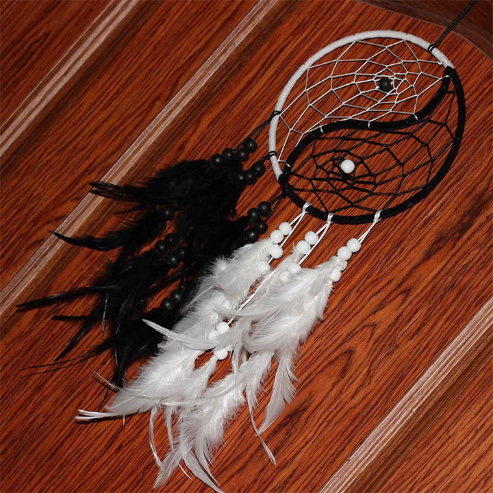 Yin Yang dromenvanger rond net met veren, balansdecoratie - image 10