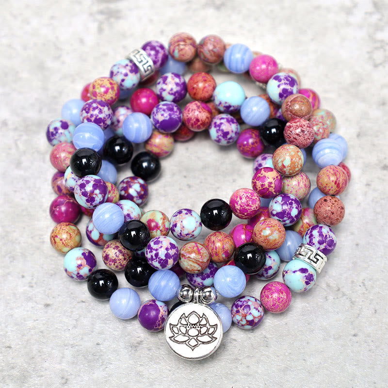 Buddha Stones Natuurlijke paarse Miano echte steen Lotus Mala - image 0