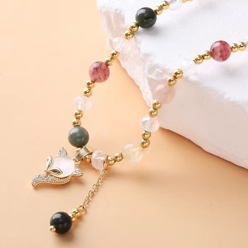 Buddha Stones Veelkleurige rutielkwarts Fox Protection dubbele Armband - image 2