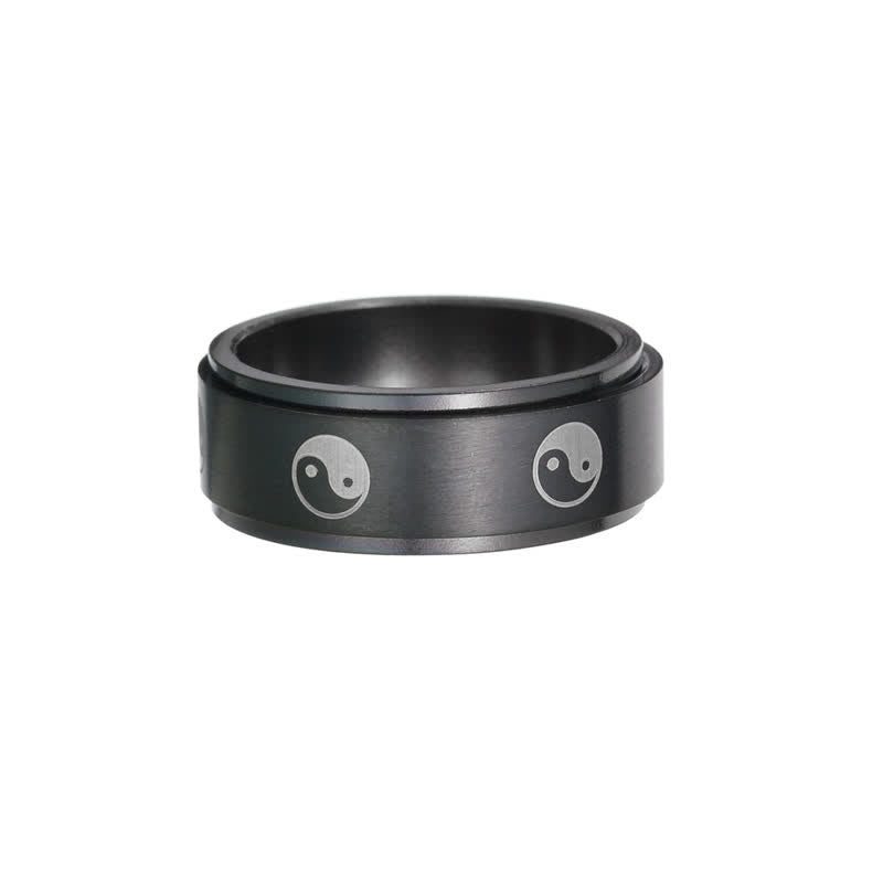 Buddha Stones Yin Yang balans draaibare Ring van titaniumstaal - Zwart - VS13 - image 1