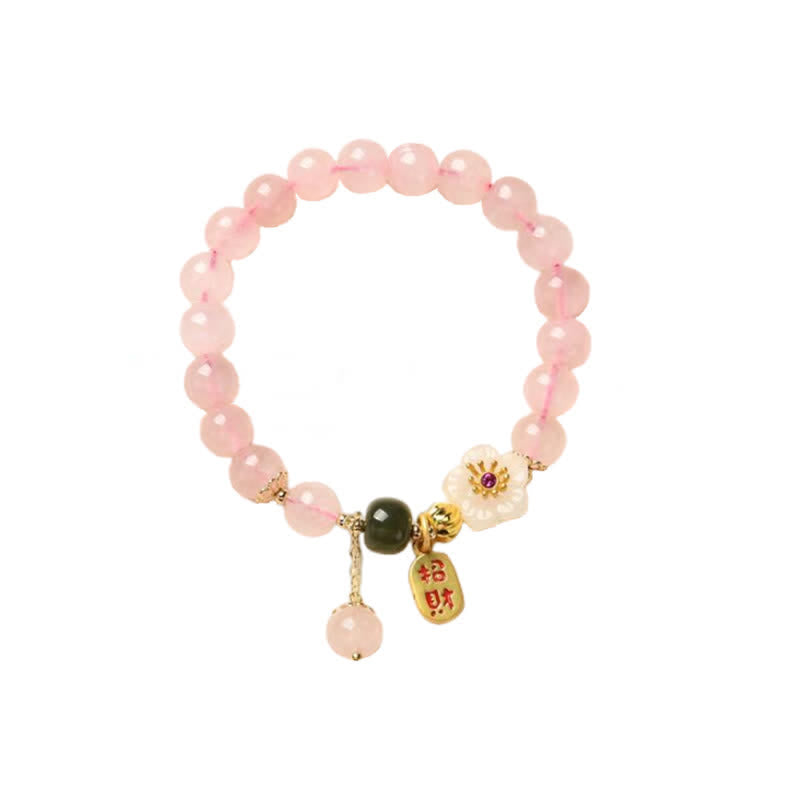 Buddha Stones Natuurlijke roze kristallen jade bloem warme liefde Armband - image 7