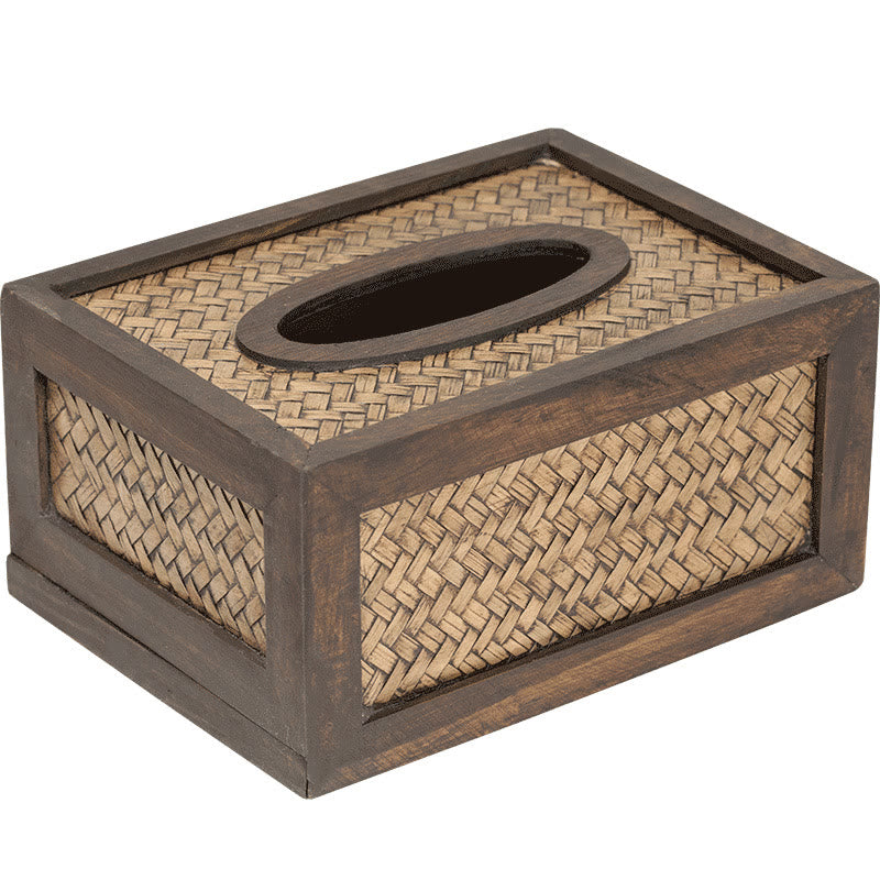 Handgemaakte tissuebox van geweven bamboe, houten tissuehouder, doosje voor vochtige doekjes, decoratie - image 9