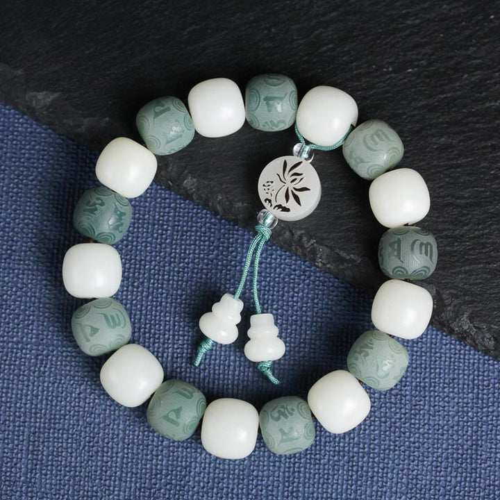 Buddha Stones Witte Bodhi Zes Ware Woorden Armband - image 5