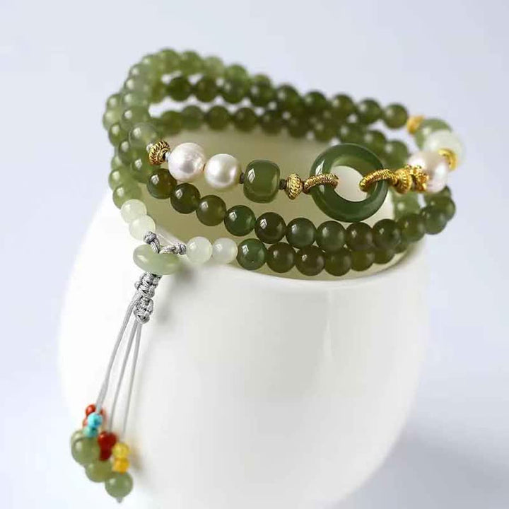 Buddha Stones Hetian Jade Parel Vredesgesp Geluks- en Armband - Hetian Jade (Welvaart♥Overvloed) - image 0