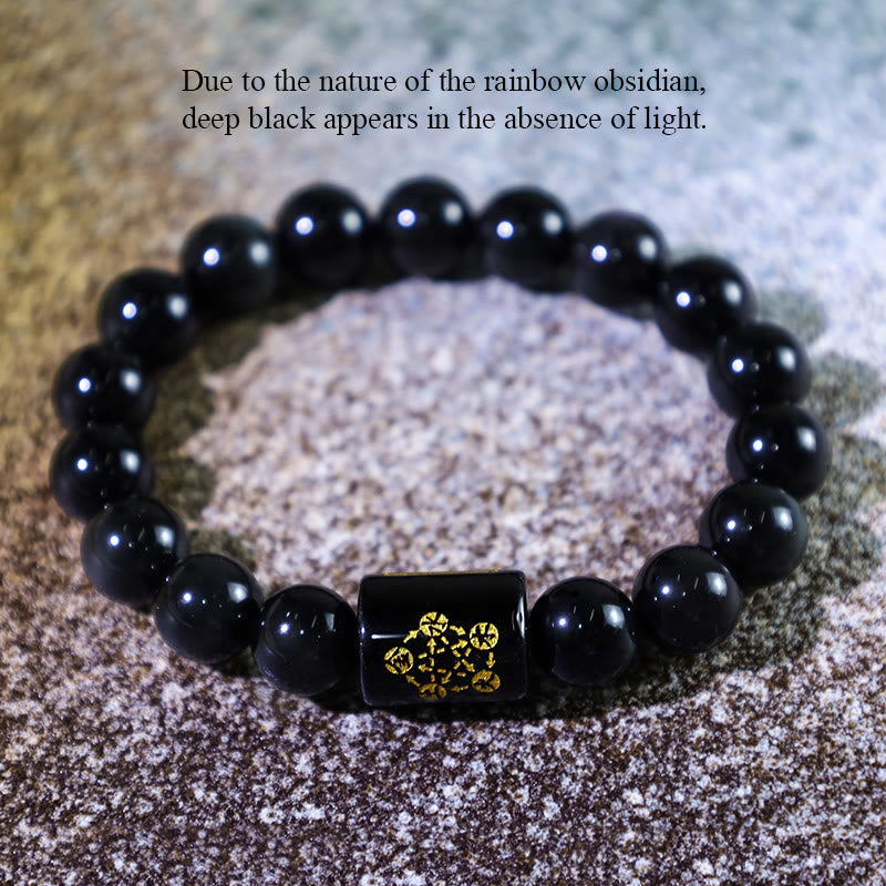 Buddha Stones Armband van natuurlijke regenboogobsidiaan voor positieve transformatie - image 7