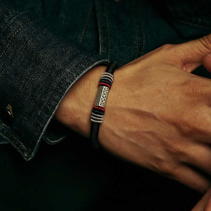 Buddha Stones 925 Sterling Zilveren Om Mani Padme Hum Vrede Rode Koord Armband - image 12