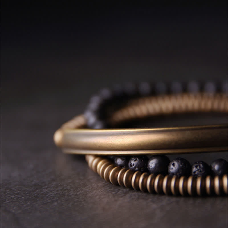 Buddha Stones Vintage lavasteen koperen Armband - image 10