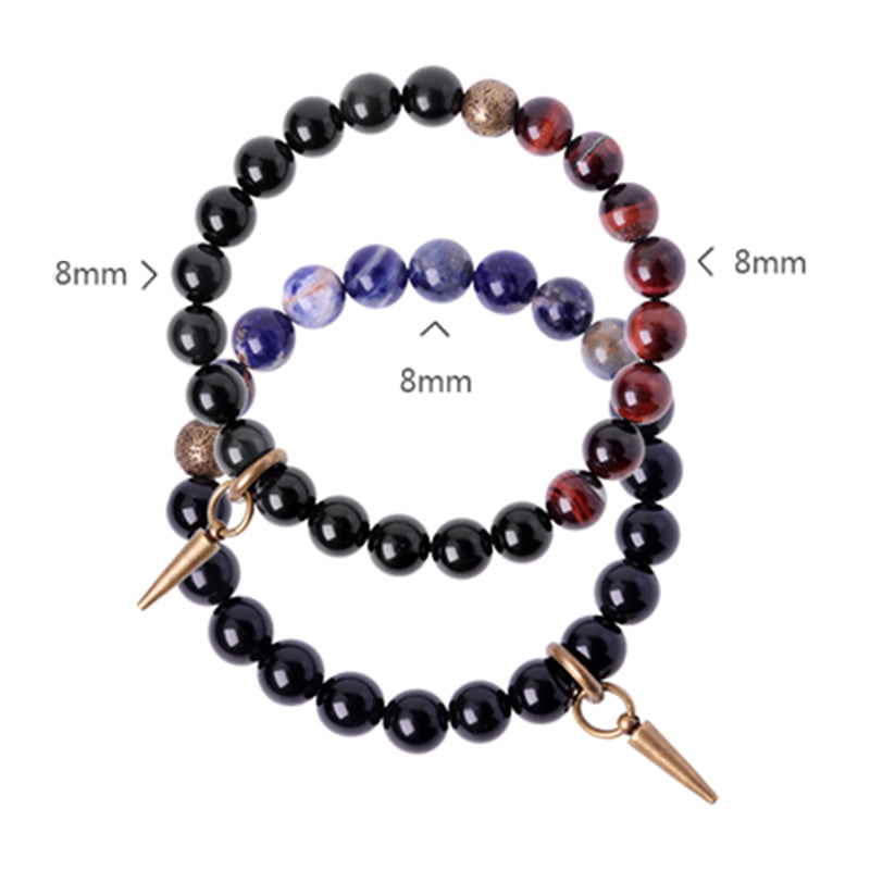 Buddha Stones Armband voor koppels met zwarte obsidiaan, sodaliet en koperen kristallen. - image 4