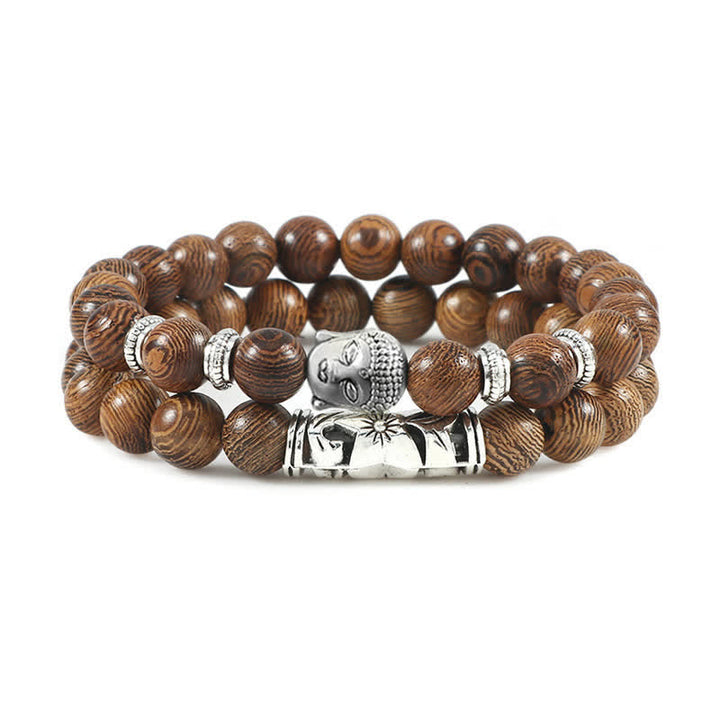 Buddha Stones 2 stuks natuurlijke kristallen agaat Boeddha Armband - Wengéhout - image 9