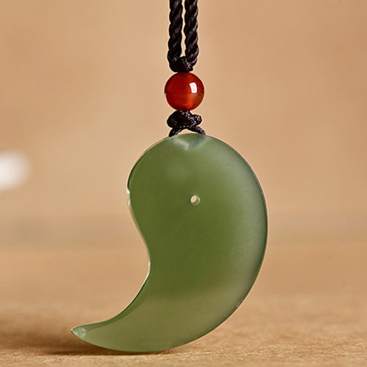Buddha Stones Yin Yang witte jade cyaan jade beschermingsketting met Ketting - image 4
