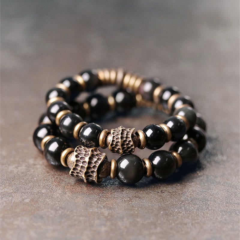 Buddha Stones Regenboog Obsidiaan Koper Liefde Helende Armband - 18 cm (12mm) - image 0