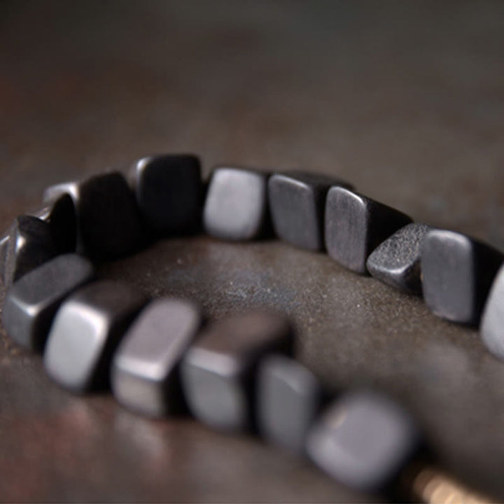 Buddha Stones Tibetaanse Armband van ebbenhout en koper met vredesmotief, dubbele wikkeling - image 4