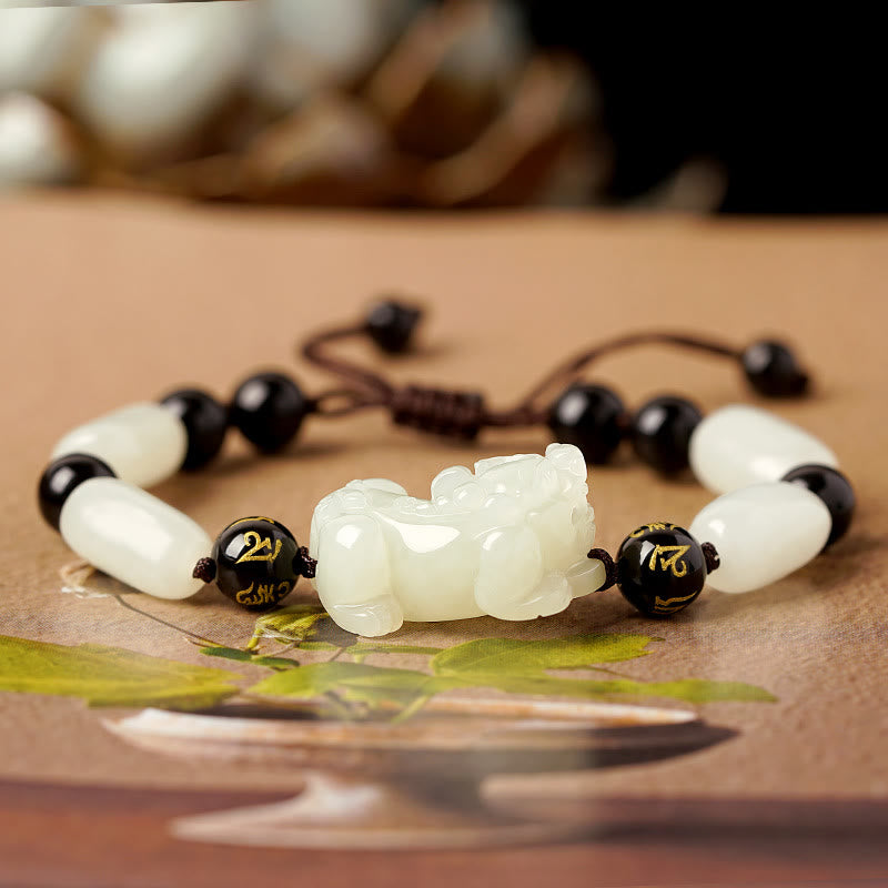 Buddha Stones Natuurlijke Hetian witte jade PiXiu Armband - Om Mani Padme Hum Witte Jade PiXiu - Vrouwen - image 3
