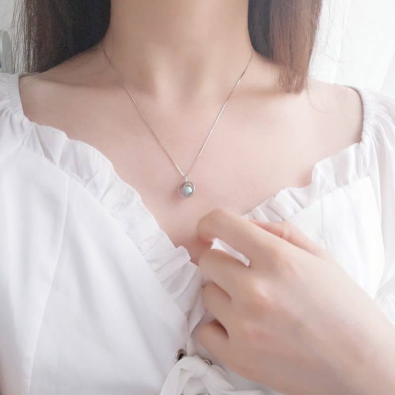 Buddha Stones 925 Sterling Zilveren Maansteen Liefde Planeet Draaibare Ketting - image 2