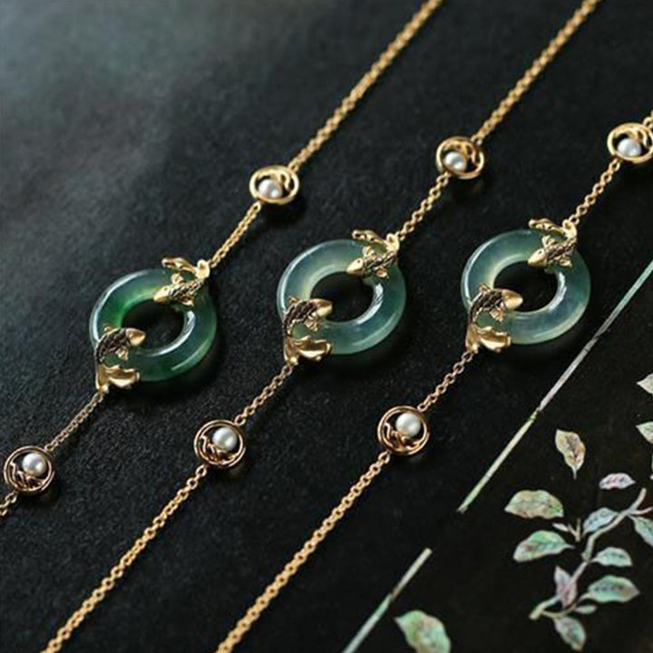 Buddha Stones Cyaan Jade Koi Vis Helende Harmonie Armband - image 4