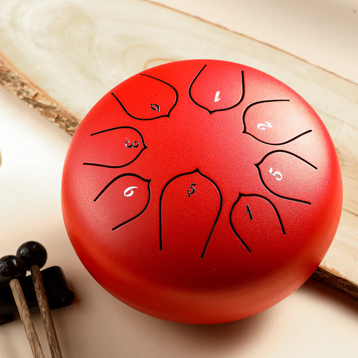 Buddha Stones Stalen tongtrommel, klankgenezing, meditatie, lotuspatroon, drumstel, 8 noten, 15 cm percussie-instrument - Rood - image 3