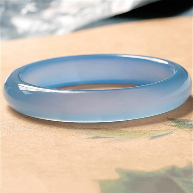 Buddha Stones Bangle-armband met blauwe chalcedoon voor emotioneel evenwicht - image 1