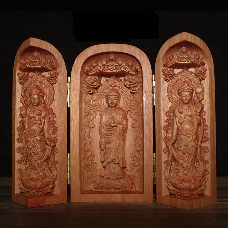 Avalokitesvara Kwan Yin Boeddha Kersenhout Compassie Woondecoratie Altaar - Drie Oosterse heiligen - image 5