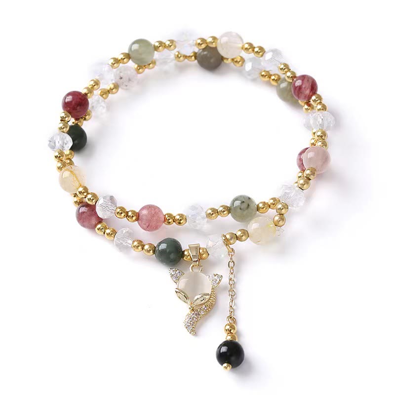Buddha Stones Veelkleurige rutielkwarts Fox Protection dubbele Armband - image 4