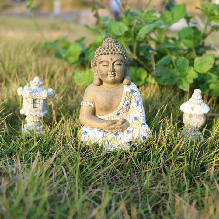 Buddha Stones Mediterende Zen Boeddha Sereniteit Beeldje van Hars voor Woondecoratie - image 6