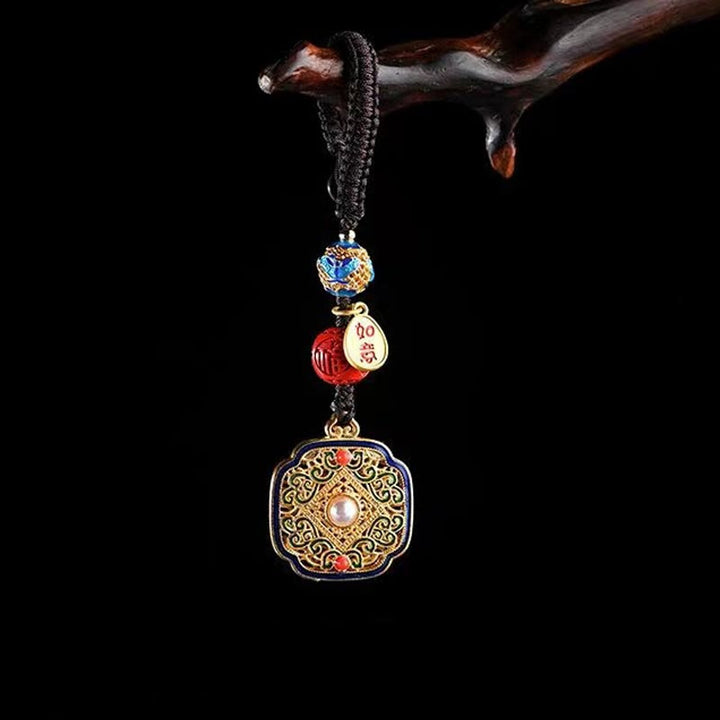 Buddha Stones Fu Karakter Zegen Ruyi Charm Sleutelhanger - Sleutelhanger met vierkant Fu-personage - image 2