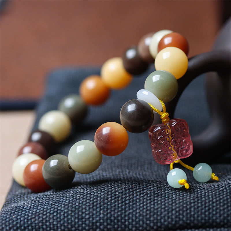 Buddha Stones Natuurlijke veelkleurige Bodhizaad Liuli glazen bedel Armband - image 3