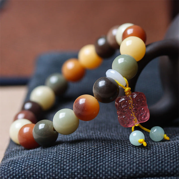 Buddha Stones Natuurlijke veelkleurige Bodhizaad Liuli glazen bedel Armband - image 3