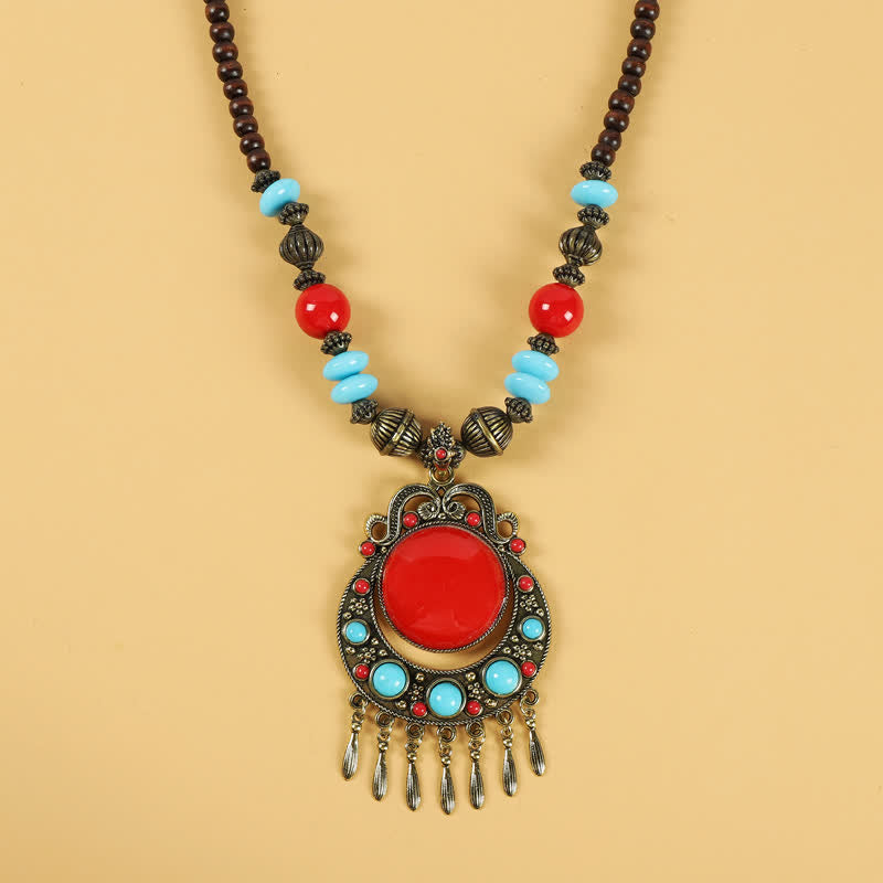 Tibetaanse retro kralen kwastje haarversiering haaraccessoires - Kwastje-rood - image 8