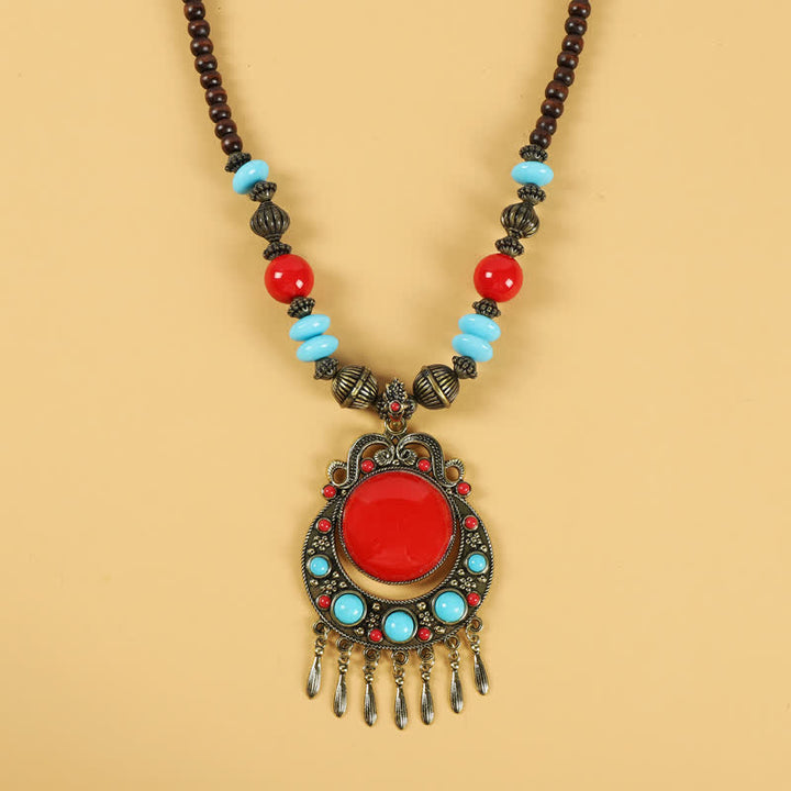 Tibetaanse retro kralen kwastje haarversiering haaraccessoires - Kwastje-rood - image 8