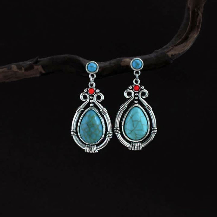 Tibetaanse vintage turquoise waterdruppel oorbellen met Oorbellen - Oorbellen - image 0