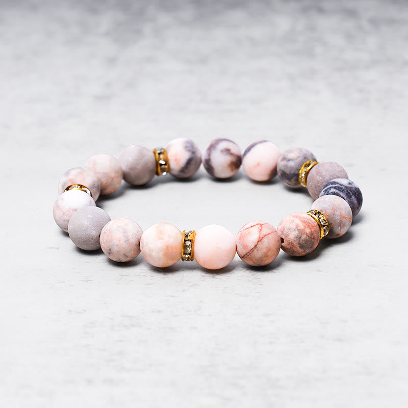 Buddha Stones Armband met zebrajaspis kralen voor het verlichten van angst en stress - image 1