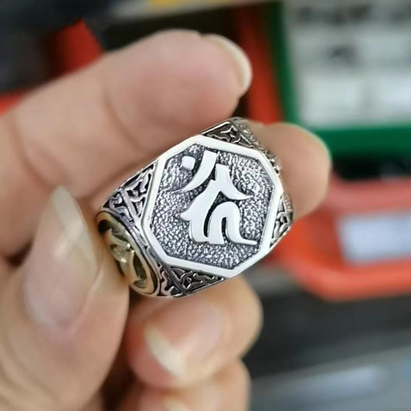 Buddha Stones Verstelbare Ring van 925 sterling zilver met gegraveerd Sanskriet-motief ter bescherming. - image 19