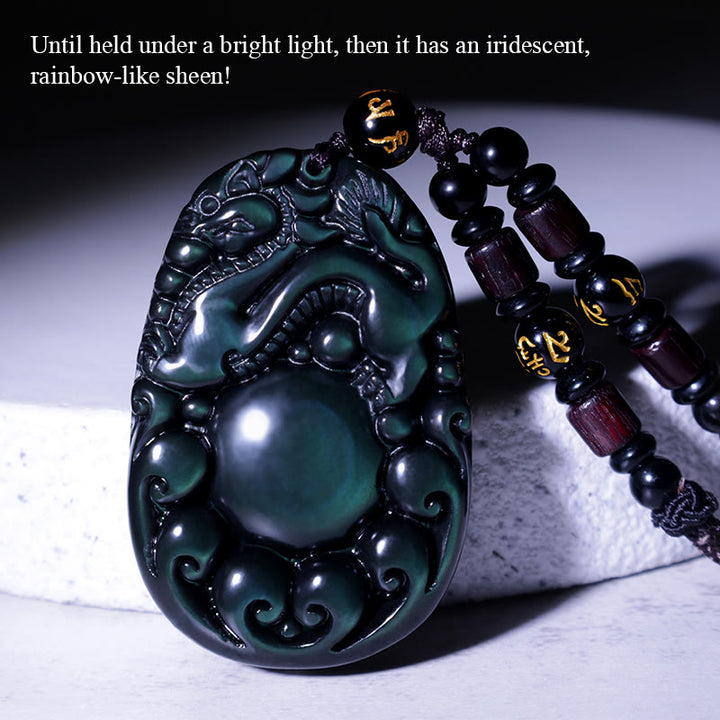 Buddha Stones Tibetaanse positieve regenboog obsidiaan PiXiu Ketting - image 1