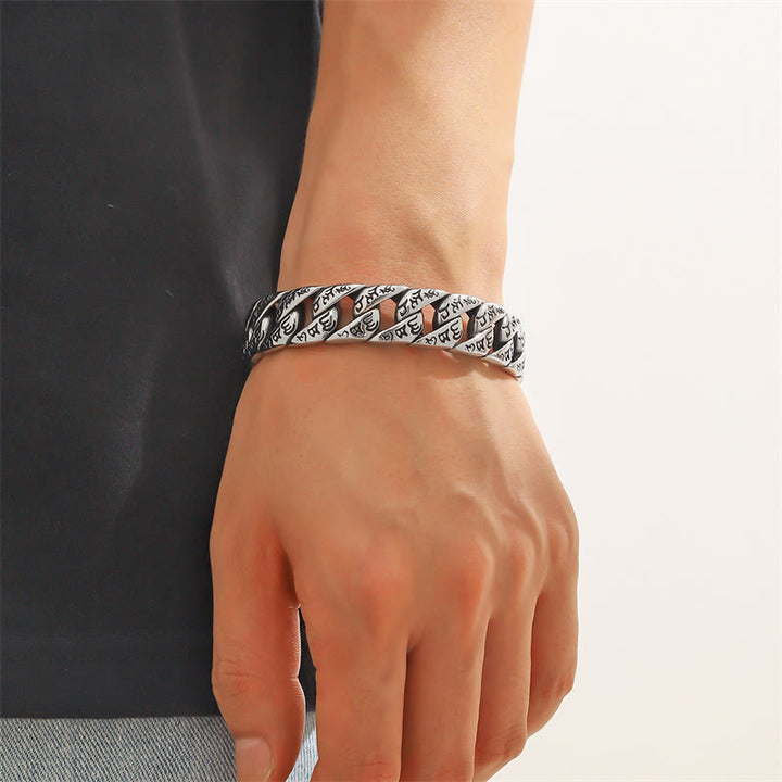 Buddha Stones Armband Om Mani Padme Hum Mantra Bangle van titaniumstaal - image 8