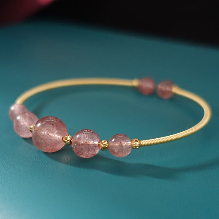 Buddha Stones Natuurlijke aardbeikwarts Bangle-armband - image 4