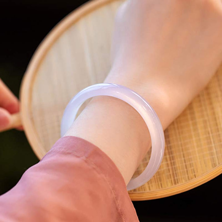 Buddha Stones Natuurlijke chalcedoon Bangle-armband met harmonie- en positieve boodschap. - image 12
