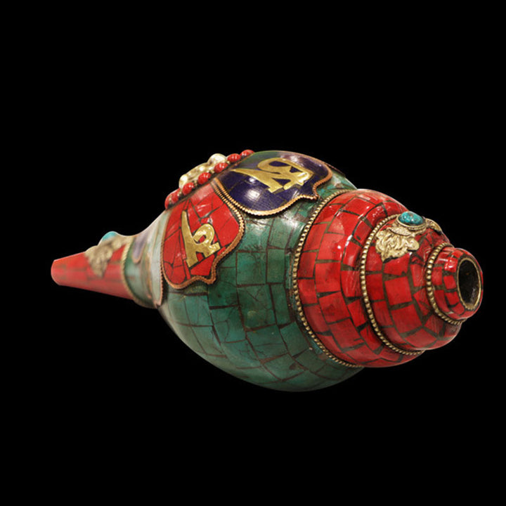 Tibetaanse handgemaakte Shankha Om Mani Padme Hum Boeddha Conch Shell Lucky Decoratie - image 13
