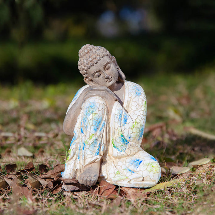 Buddha Stones Mediterende Zen Boeddha Sereniteit Beeldje van Hars voor Woondecoratie - Middelgrote slapende Boeddha 15*15*21 cm - image 14