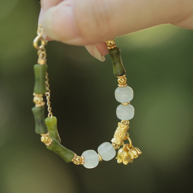 Buddha Stones Groene bamboe jade lelietje-van-de-dalen Armband voor welvaart - image 2