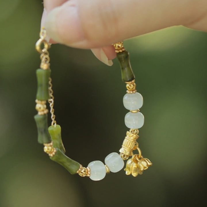 Buddha Stones Groene bamboe jade lelietje-van-de-dalen Armband voor welvaart - image 2
