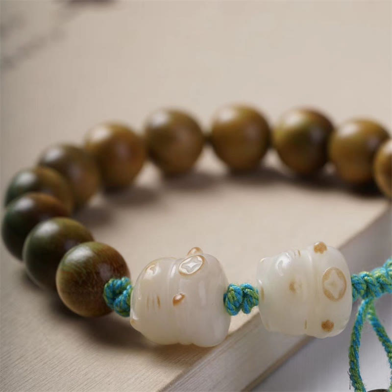Buddha Stones Groene sandelhout Bodhizaad gelukskat positieve Armband - image 3